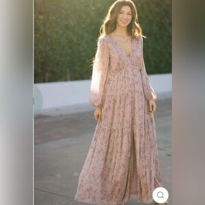 Morning lavender Mauve long sleeve floral maxi dress